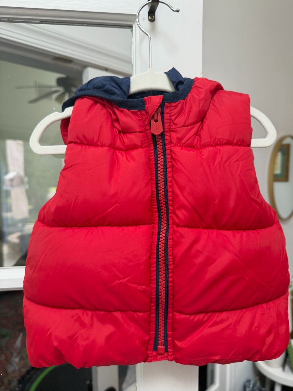 Gap Red Hooded Puffer Vest, 6–12 Months